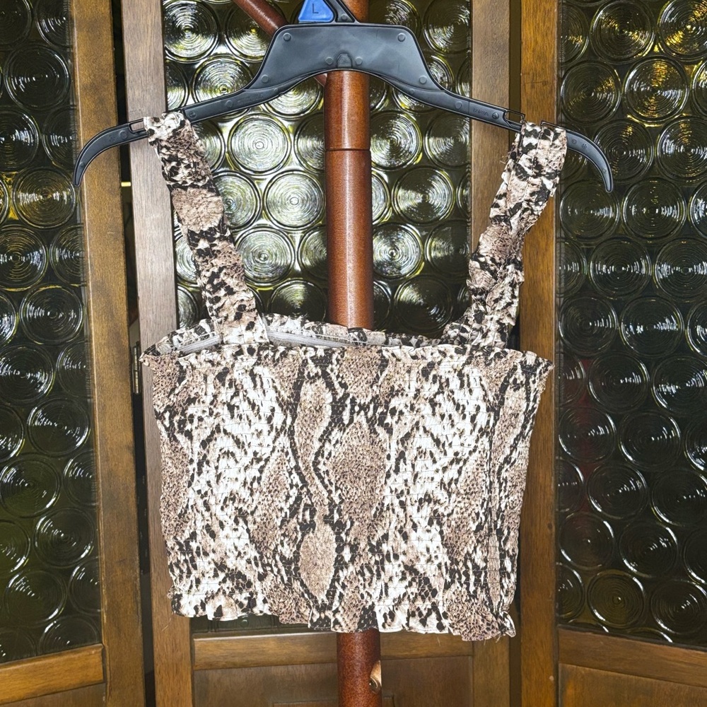 Wild Honey Brown Snake Print Crop Top